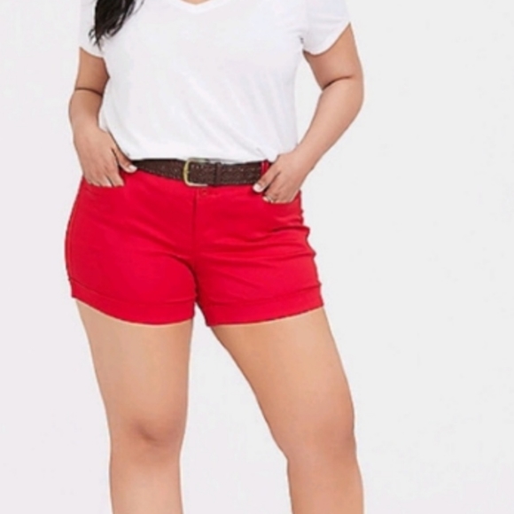 Torrid NWOT Red Cuffed Sateen Shorts, size 12 - Picture 5 of 13